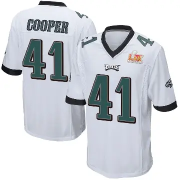 ＃41 Youth Darius Cooper White Game Philadelphia Eagles Super Bowl LIX Jersey