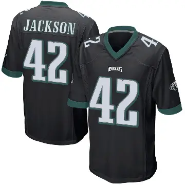 ＃42 Men's Giles Jackson Black Game Philadelphia Eagles Alternate Jersey