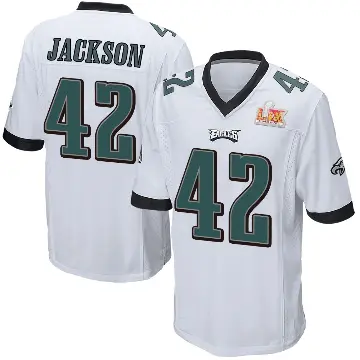 ＃42 Men's Giles Jackson White Game Philadelphia Eagles Super Bowl LIX Jersey