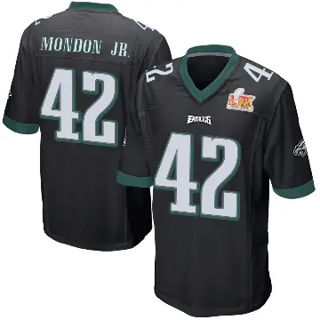 ＃42 Men's Smael Mondon Jr. Black Game Philadelphia Eagles Alternate Super Bowl LIX Jersey