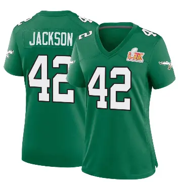 ＃42 Women's Giles Jackson Green Game Philadelphia Eagles Kelly Alternate Super Bowl LIX Jersey