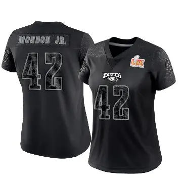＃42 Women's Smael Mondon Jr. Black Limited Philadelphia Eagles Reflective Super Bowl LIX Jersey