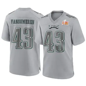 ＃43 Men's Ben VanSumeren Gray Game Philadelphia Eagles Atmosphere Fashion Super Bowl LIX Jersey