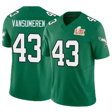＃43 Men's Ben VanSumeren Green Limited Philadelphia Eagles Kelly Alternate Vapor F.U.S.E. Super Bowl LIX Jersey
