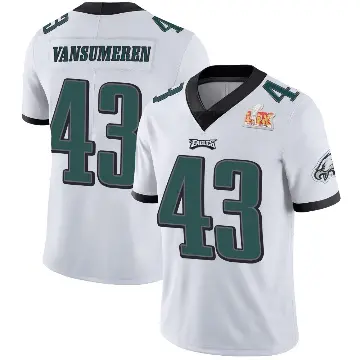 ＃43 Men's Ben VanSumeren White Limited Philadelphia Eagles Vapor Untouchable Super Bowl LIX Jersey