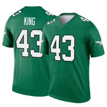 ＃43 Men's Johnny King Green Legend Philadelphia Eagles Kelly Alternate Jersey