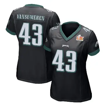 ＃43 Women's Ben VanSumeren Black Game Philadelphia Eagles Alternate Super Bowl LIX Jersey