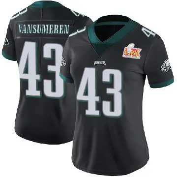 ＃43 Women's Ben VanSumeren Black Limited Philadelphia Eagles Alternate Vapor Untouchable Super Bowl LIX Jersey