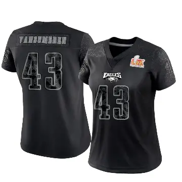 ＃43 Women's Ben VanSumeren Black Limited Philadelphia Eagles Reflective Super Bowl LIX Jersey