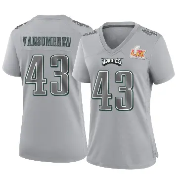 ＃43 Women's Ben VanSumeren Gray Game Philadelphia Eagles Atmosphere Fashion Super Bowl LIX Jersey