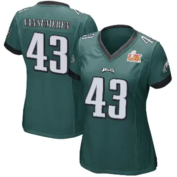 ＃43 Women's Ben VanSumeren Green Game Philadelphia Eagles Team Color Super Bowl LIX Jersey