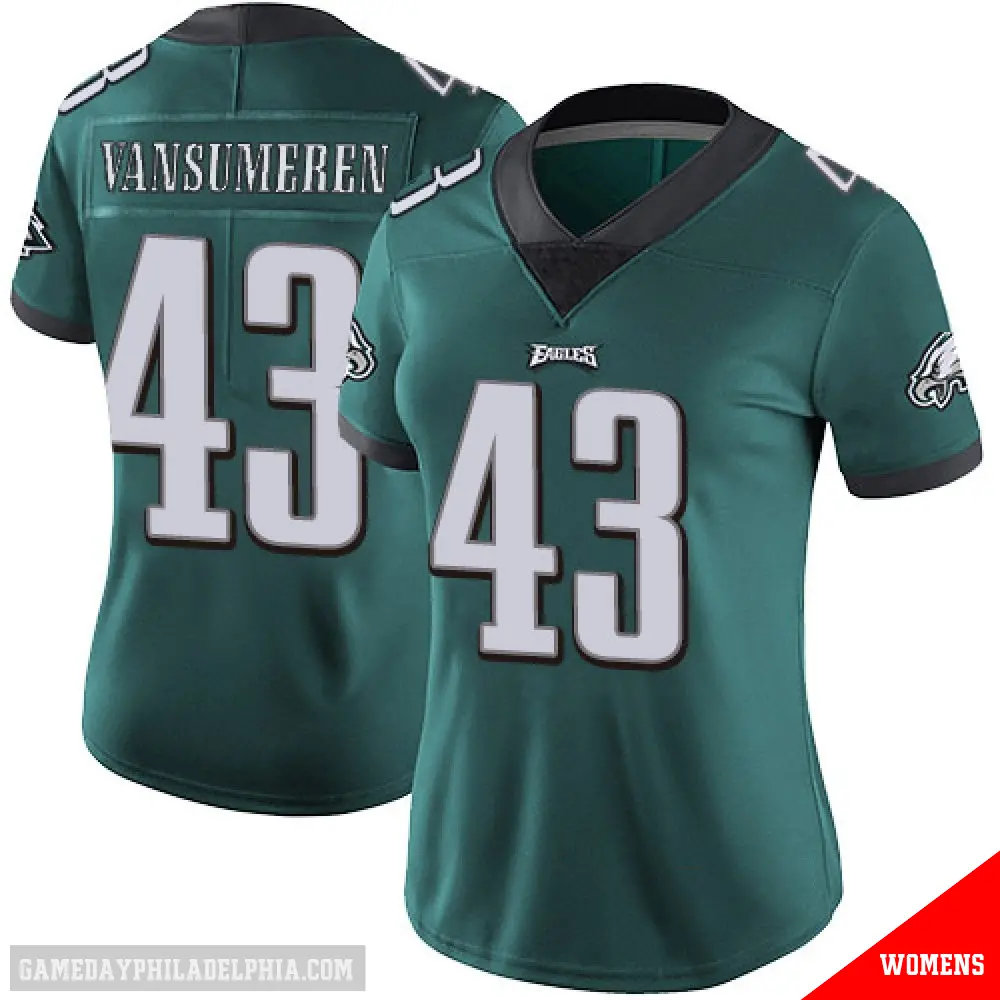 ＃43 Women's Ben VanSumeren Green Limited Philadelphia Eagles Midnight Team Color Vapor Untouchable Jersey