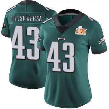＃43 Women's Ben VanSumeren Green Limited Philadelphia Eagles Midnight Team Color Vapor Untouchable Super Bowl LIX Jersey