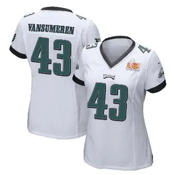 ＃43 Women's Ben VanSumeren White Game Philadelphia Eagles Super Bowl LIX Jersey