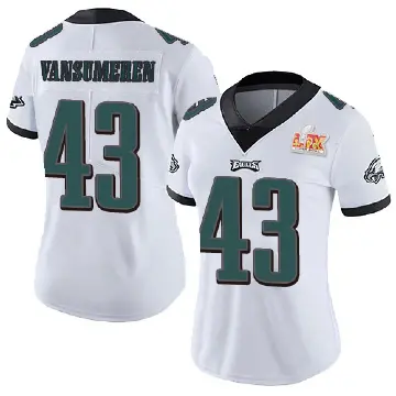 ＃43 Women's Ben VanSumeren White Limited Philadelphia Eagles Vapor Untouchable Super Bowl LIX Jersey
