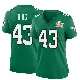 ＃43 Women's Johnny King Green Game Philadelphia Eagles Kelly Alternate Super Bowl LIX Jersey