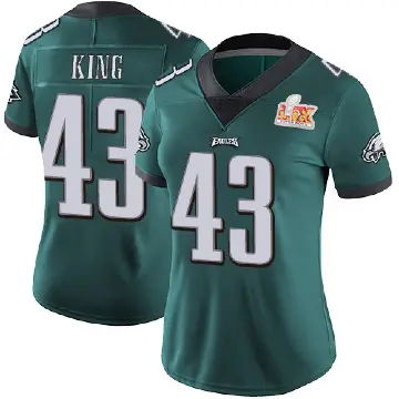 ＃43 Women's Johnny King Green Limited Philadelphia Eagles Midnight Team Color Vapor Untouchable Super Bowl LIX Jersey
