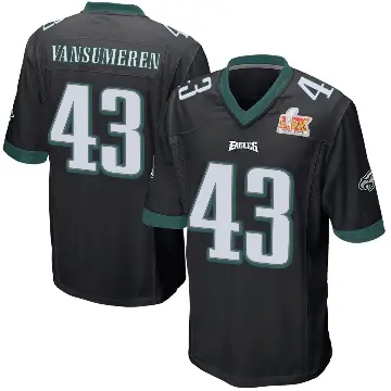 ＃43 Youth Ben VanSumeren Black Game Philadelphia Eagles Alternate Super Bowl LIX Jersey