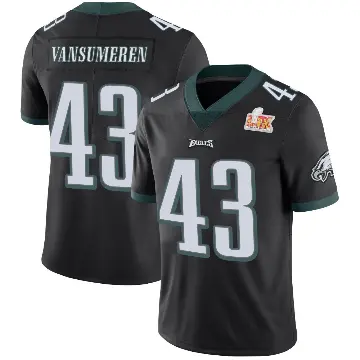 ＃43 Youth Ben VanSumeren Black Limited Philadelphia Eagles Alternate Vapor Untouchable Super Bowl LIX Jersey