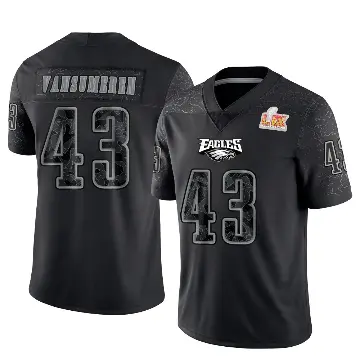 ＃43 Youth Ben VanSumeren Black Limited Philadelphia Eagles Reflective Super Bowl LIX Jersey