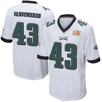 ＃43 Youth Ben VanSumeren White Game Philadelphia Eagles Super Bowl LIX Jersey