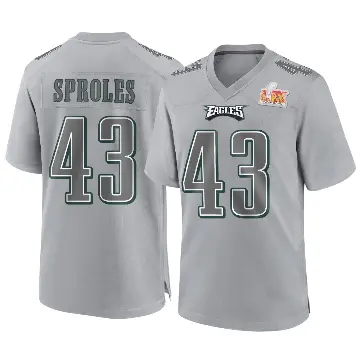 ＃43 Youth Darren Sproles Gray Game Philadelphia Eagles Atmosphere Fashion Super Bowl LIX Jersey