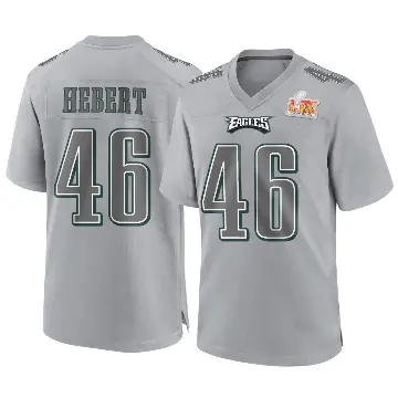＃46 Men's Griffin Hebert Gray Game Philadelphia Eagles Atmosphere Fashion Super Bowl LIX Jersey