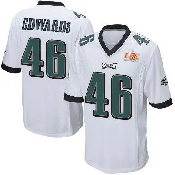 ＃46 Men's Herman Edwards White Game Philadelphia Eagles Super Bowl LIX Jersey