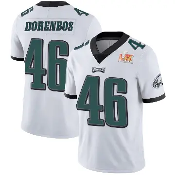 ＃46 Men's Jon Dorenbos White Limited Philadelphia Eagles Vapor Untouchable Super Bowl LIX Jersey