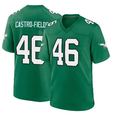 ＃46 Men's Tariq Castro-Fields Green Game Philadelphia Eagles Kelly Alternate Jersey