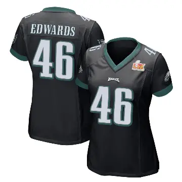 ＃46 Women's Herman Edwards Black Game Philadelphia Eagles Alternate Super Bowl LIX Jersey