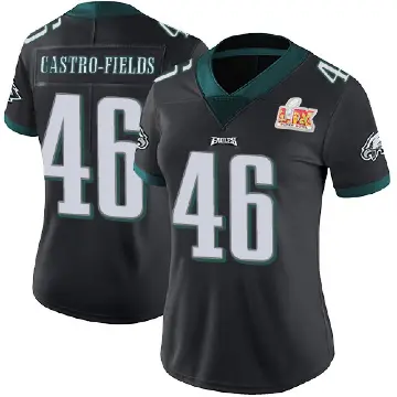 ＃46 Women's Tariq Castro-Fields Black Limited Philadelphia Eagles Alternate Vapor Untouchable Super Bowl LIX Jersey