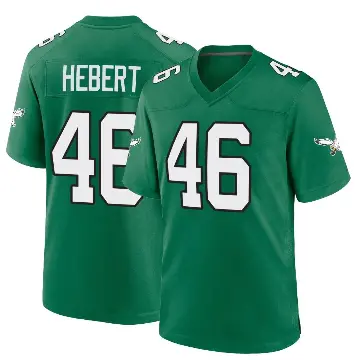 ＃46 Youth Griffin Hebert Green Game Philadelphia Eagles Kelly Alternate Jersey
