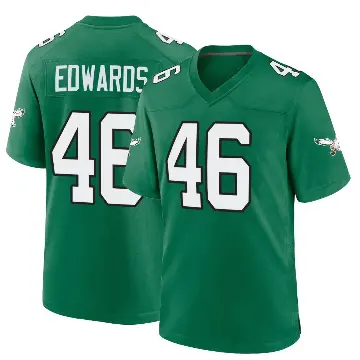 ＃46 Youth Herman Edwards Green Game Philadelphia Eagles Kelly Alternate Jersey