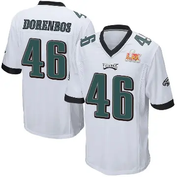 ＃46 Youth Jon Dorenbos White Game Philadelphia Eagles Super Bowl LIX Jersey