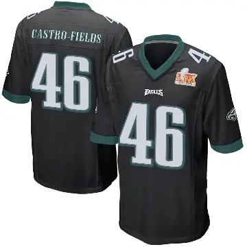 ＃46 Youth Tariq Castro-Fields Black Game Philadelphia Eagles Alternate Super Bowl LIX Jersey