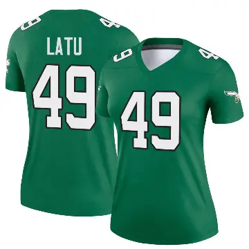 ＃49 Women's Cameron Latu Green Legend Philadelphia Eagles Kelly Alternate Jersey