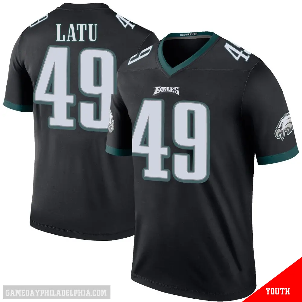 ＃49 Youth Cameron Latu Black Legend Philadelphia Eagles Color Rush Jersey