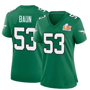 ＃53 Women's Zack Baun Green Game Philadelphia Eagles Kelly Alternate Super Bowl LIX Jersey