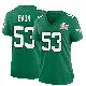 ＃53 Women's Zack Baun Green Game Philadelphia Eagles Kelly Alternate Super Bowl LIX Jersey