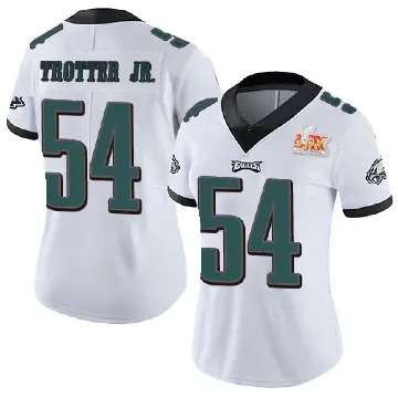 ＃54 Women's Jeremiah Trotter Jr. White Limited Philadelphia Eagles Vapor Untouchable Super Bowl LIX Jersey