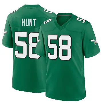 ＃58 Men's Jalyx Hunt Green Game Philadelphia Eagles Kelly Alternate Jersey