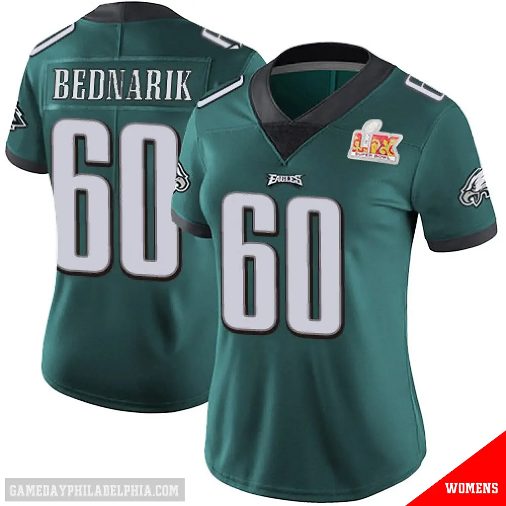 ＃60 Women's Chuck Bednarik Green Limited Philadelphia Eagles Midnight Team Color Vapor Untouchable Super Bowl LIX Jersey