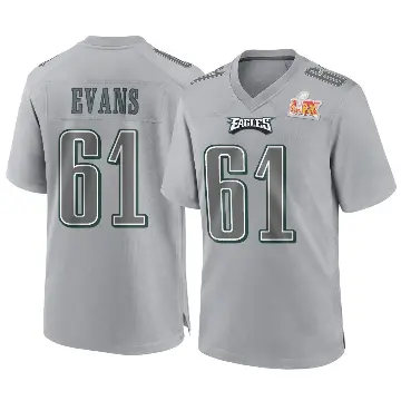 ＃61 Men's Joe Evans Gray Game Philadelphia Eagles Atmosphere Fashion Super Bowl LIX Jersey