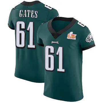 ＃61 Men's Nick Gates Green Elite Philadelphia Eagles Midnight Team Color Vapor Untouchable Super Bowl LIX Jersey