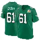＃61 Youth Nick Gates Green Game Philadelphia Eagles Kelly Alternate Super Bowl LIX Jersey