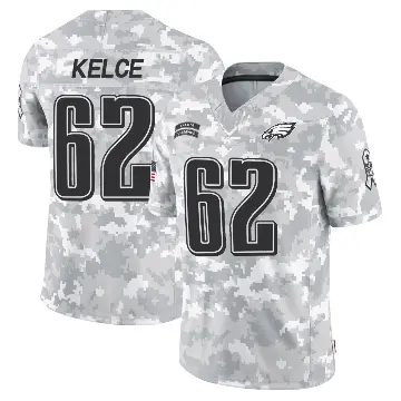 ＃62 Men's Jason Kelce Arctic Camo Limited Philadelphia Eagles 2024 Salute to Service Jersey