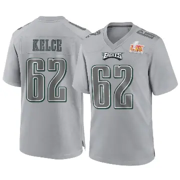 ＃62 Youth Jason Kelce Gray Game Philadelphia Eagles Atmosphere Fashion Super Bowl LIX Jersey