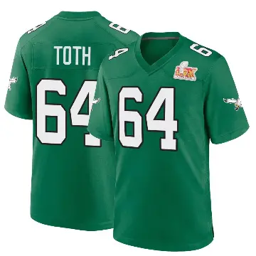 ＃64 Youth Brett Toth Green Game Philadelphia Eagles Kelly Alternate Super Bowl LIX Jersey