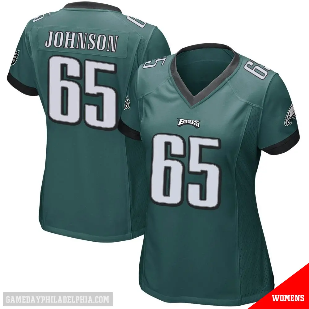 ＃65 Women's Lane Johnson Green Game Philadelphia Eagles Team Color Jersey